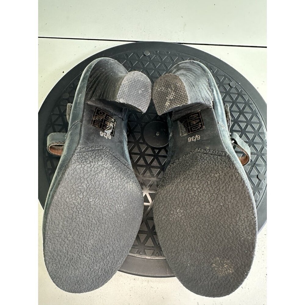 Miz Mooz Kora Gray Leather Mary Jane Heels Chunky Heel Sz 36/6 Twee Lagenlook - Picture 8 of 11